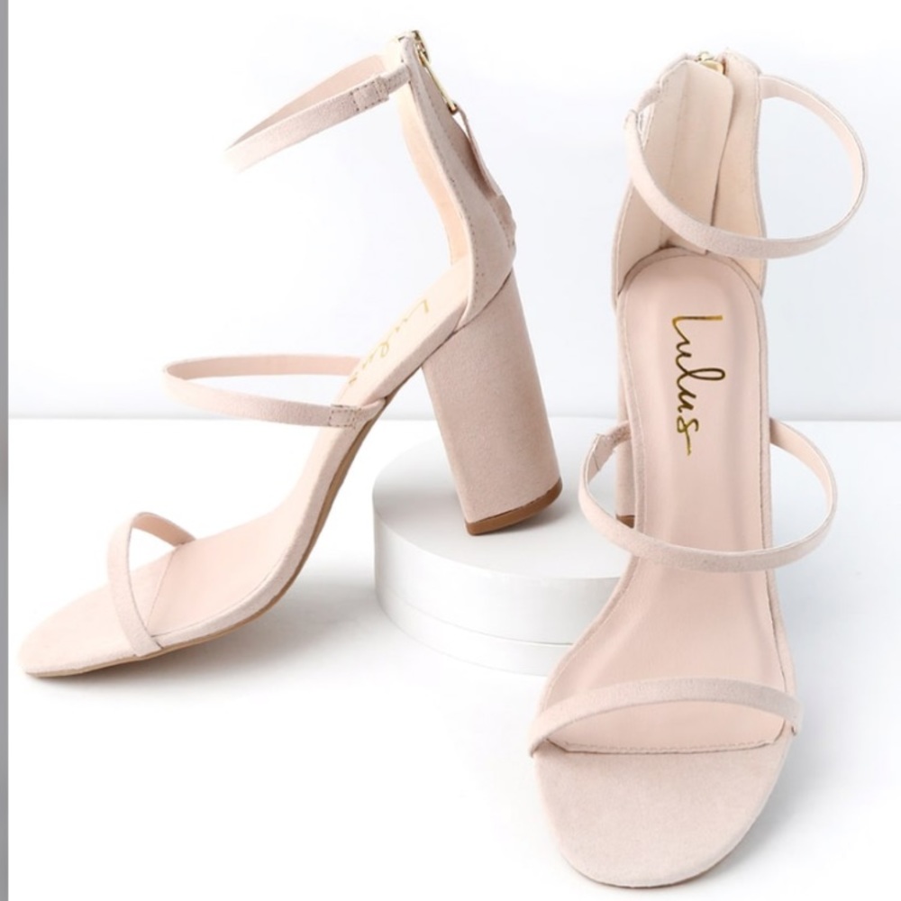 Candice Nude Suede Ankle Strap Heels
